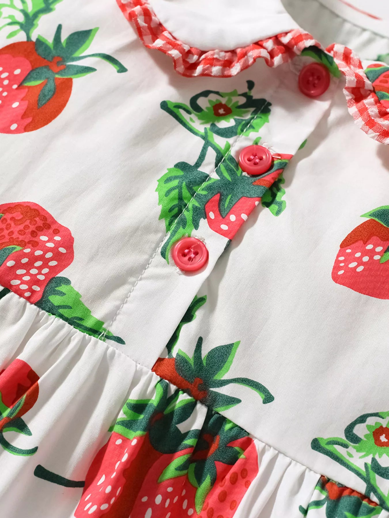 Children's Strawberry Print Peter Pan Collar Dress