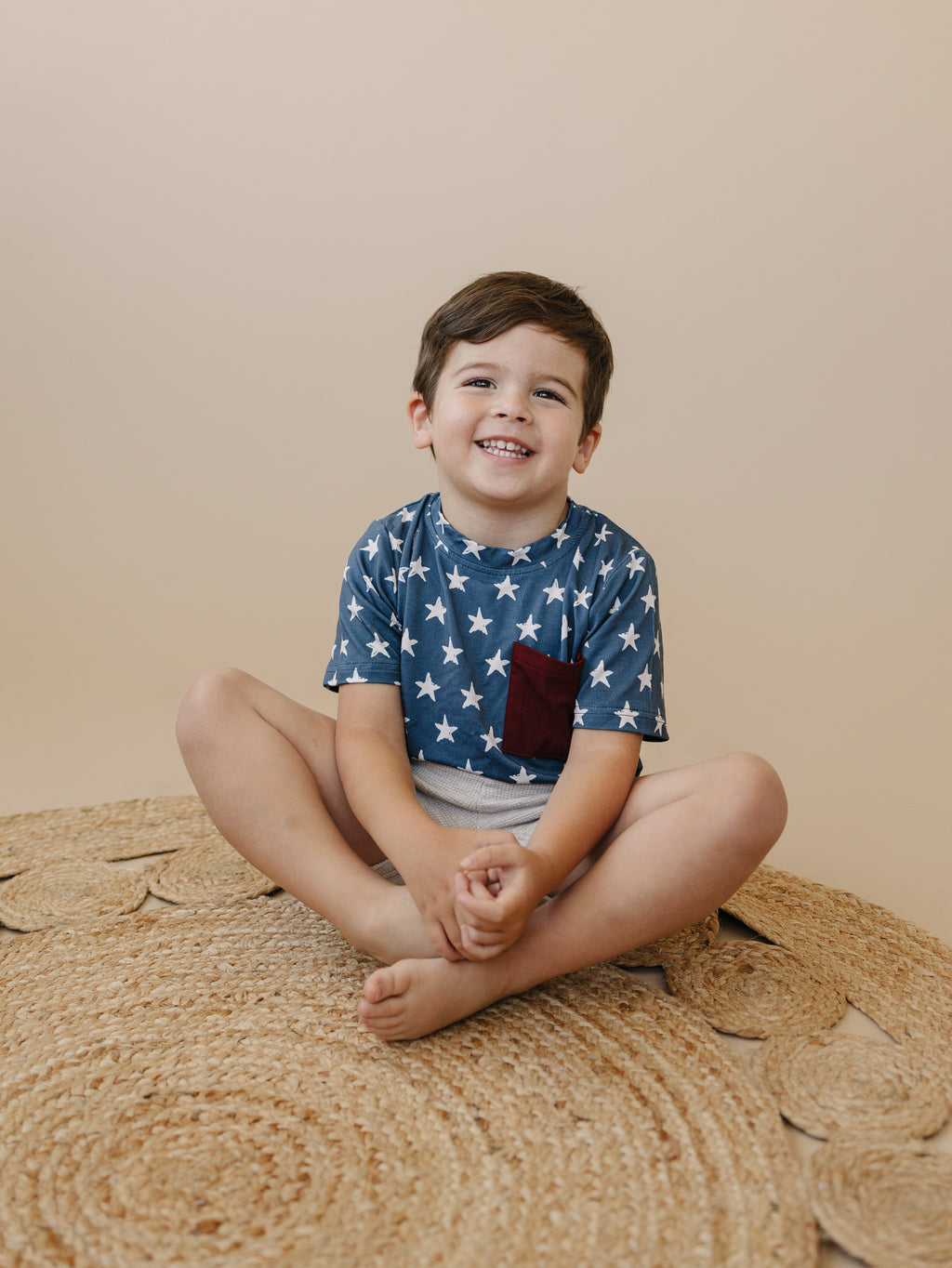 Navy Stars Bamboo Pocket Tee