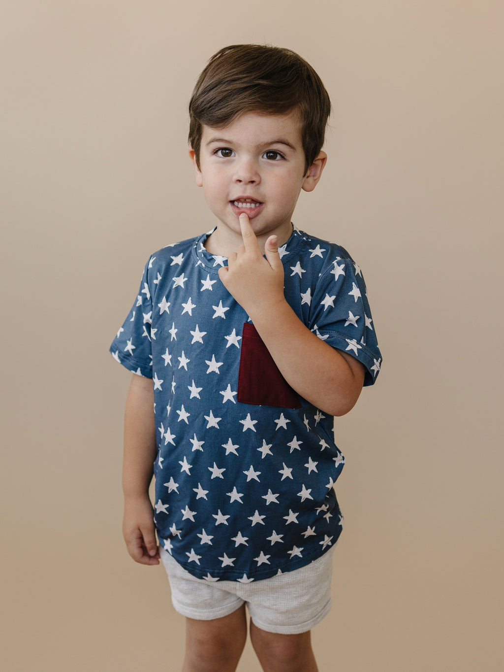 Navy Stars Bamboo Pocket Tee