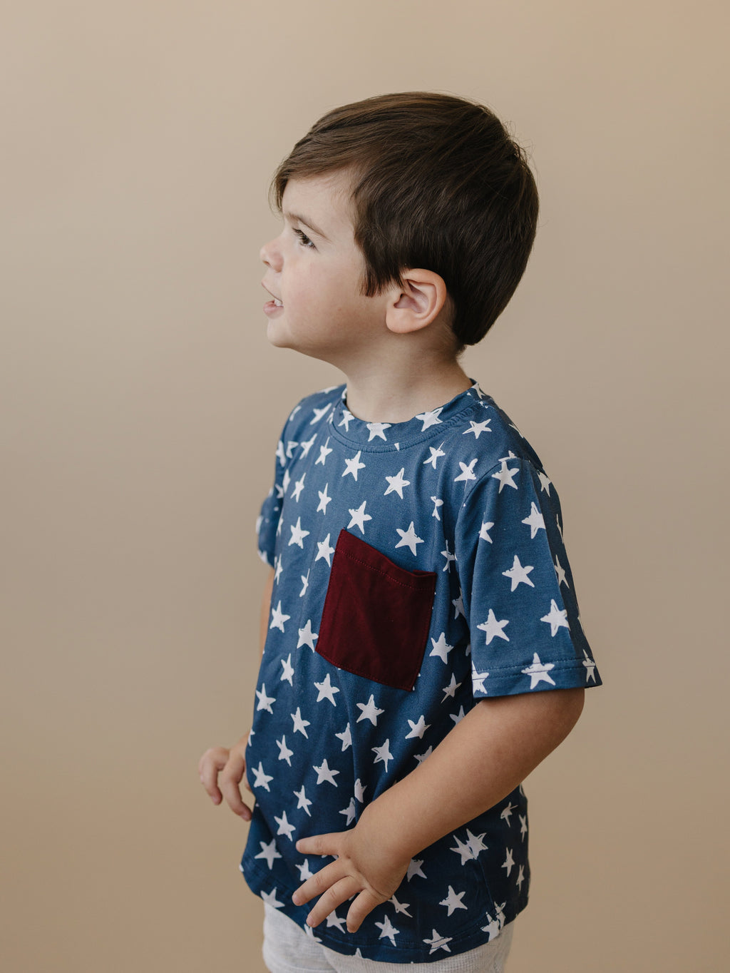 Navy Stars Bamboo Pocket Tee