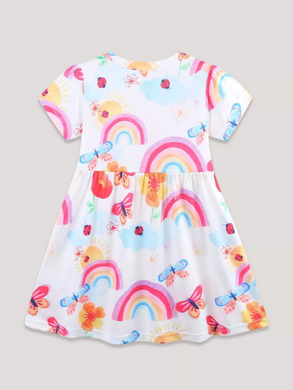 Children's Rainbow Butterfly Print Casual Dress