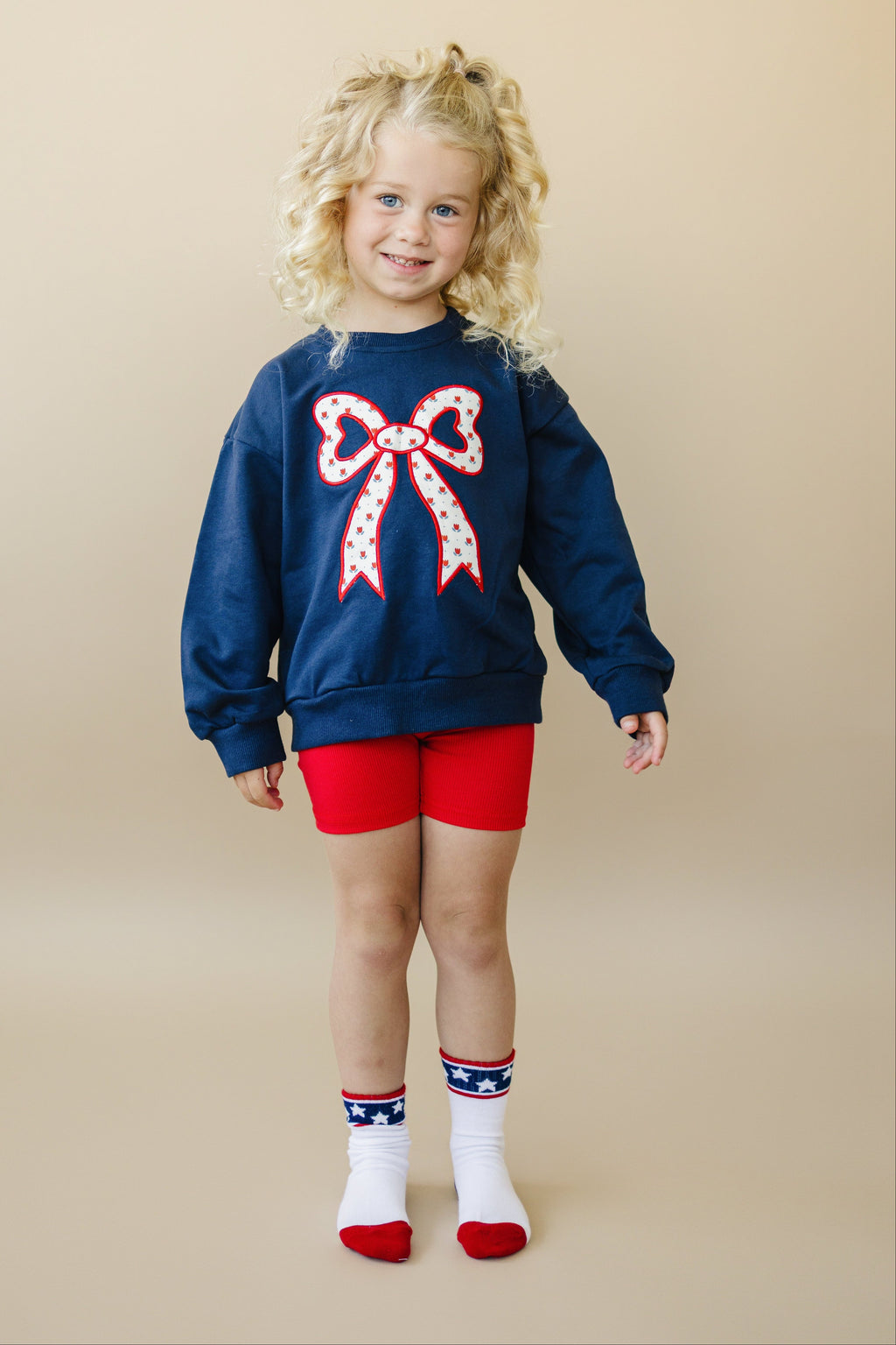 Tulip Bow Applique Crewneck Sweatshirt
