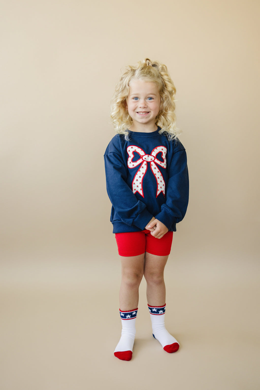Tulip Bow Applique Crewneck Sweatshirt