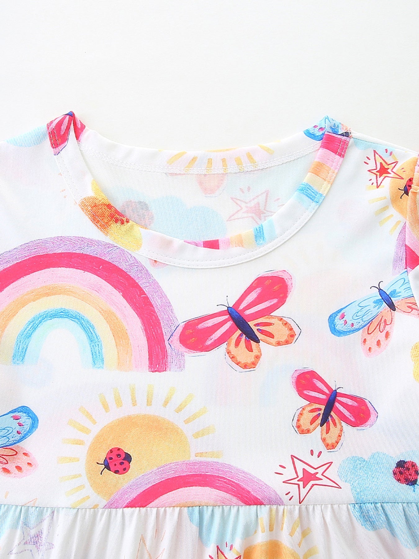 Children's Rainbow Butterfly Print Casual Dress