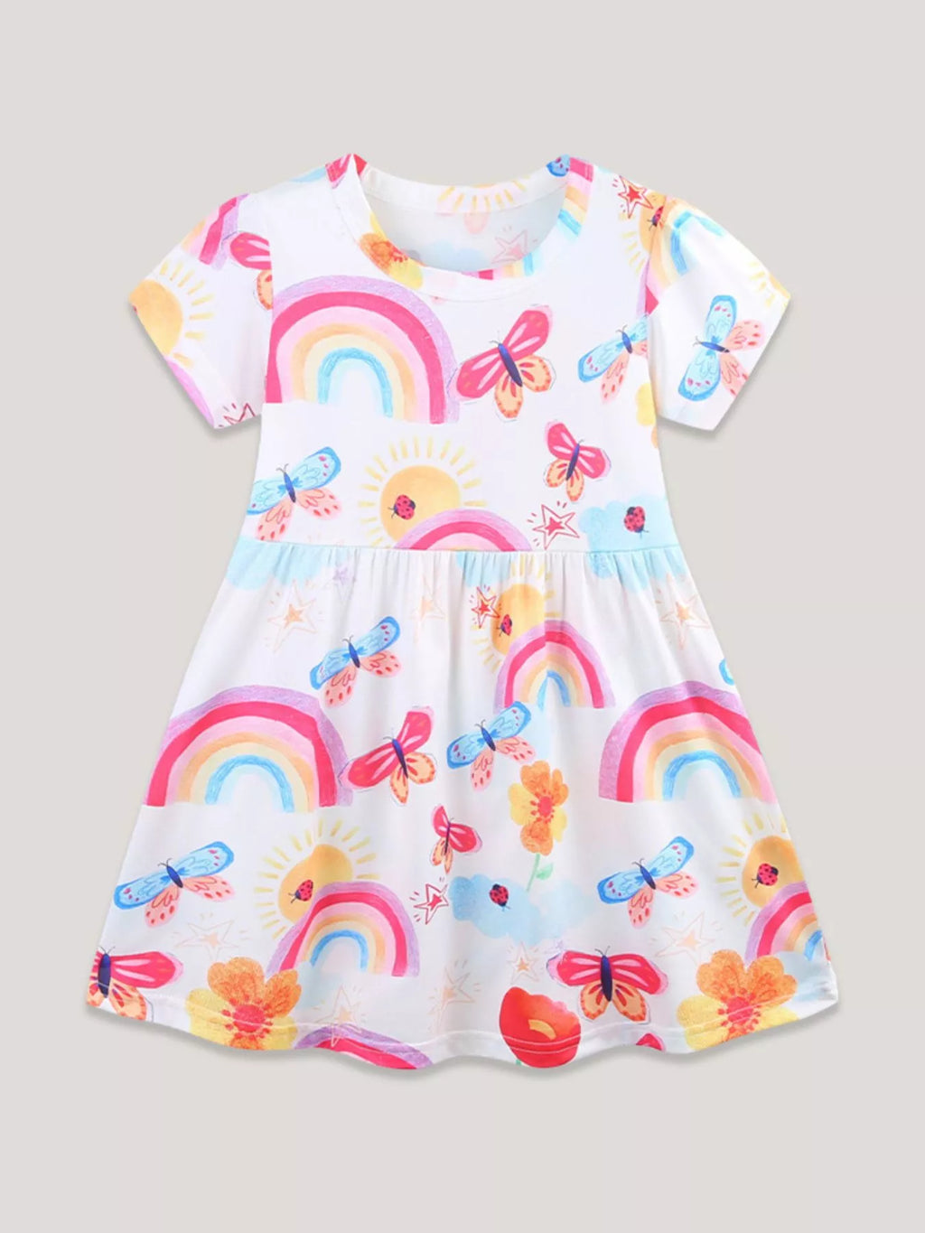 Children's Rainbow Butterfly Print Casual Dress