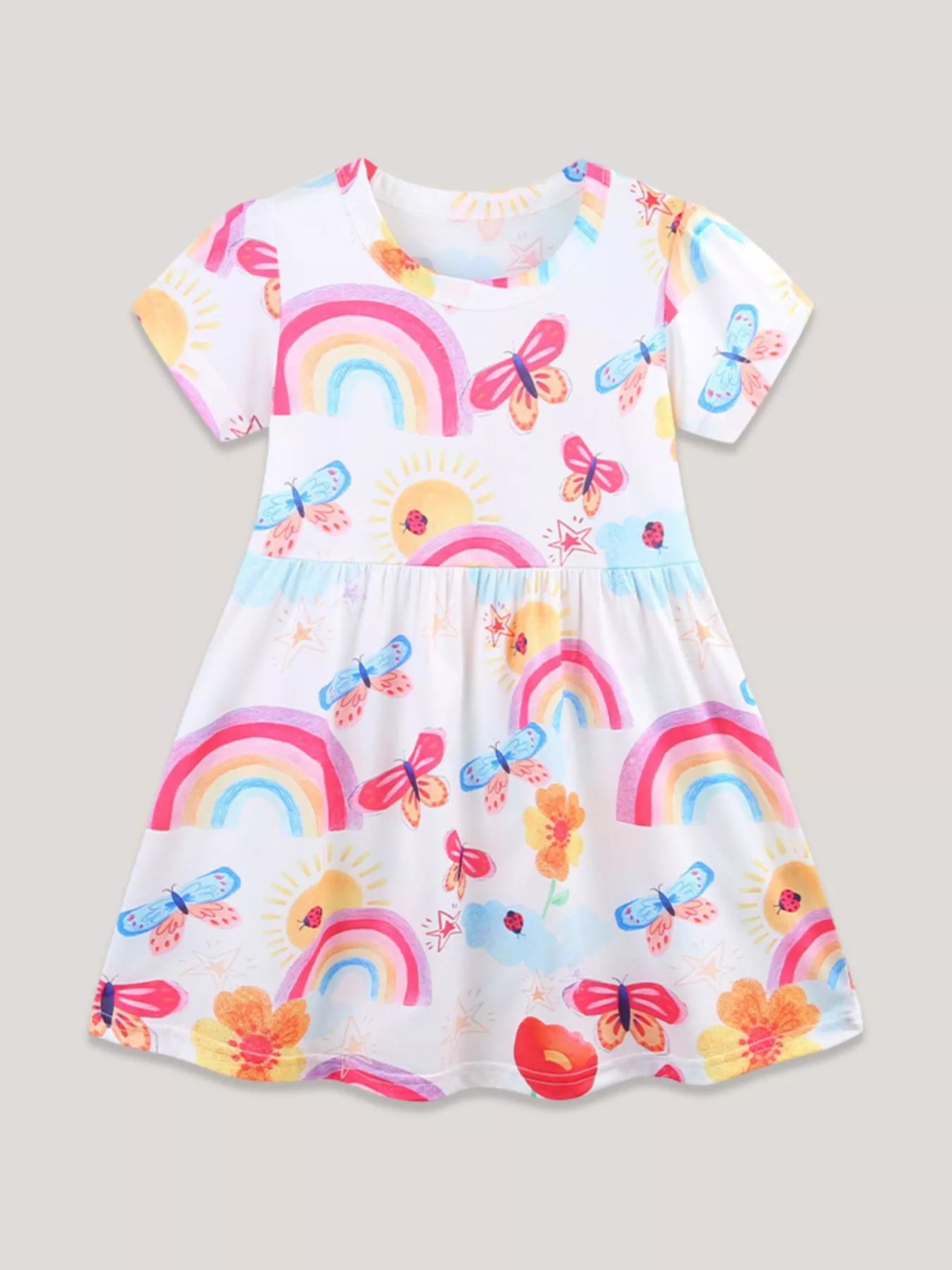 Children's Rainbow Butterfly Print Casual Dress