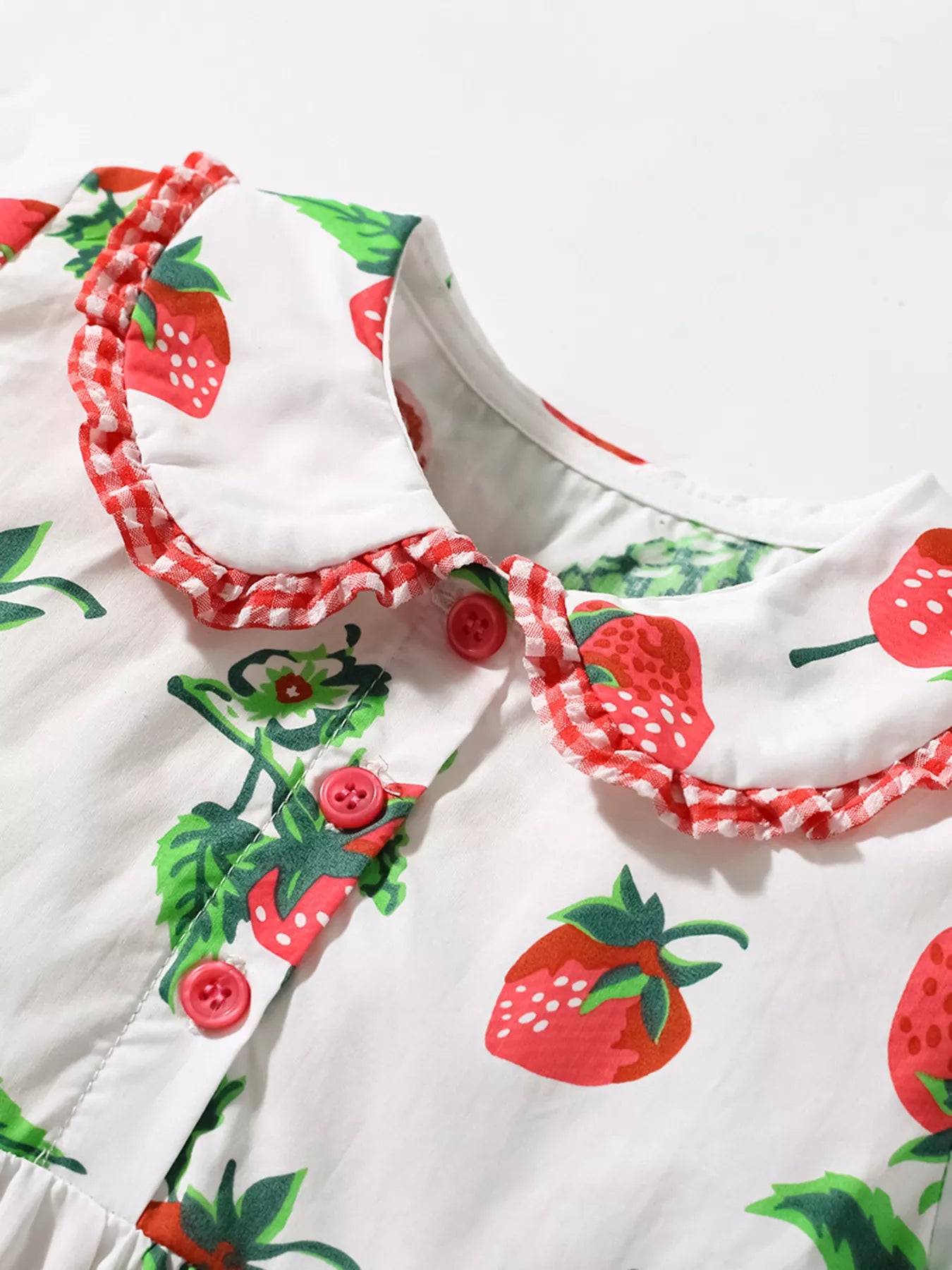 Children's Strawberry Print Peter Pan Collar Dress